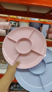 จานออเดิร์ฟ 11.5 นิ้ว จานหลุม 5 ช่อง ถาดหลุม จานเมลามีน มีให้เลือก 3 สี ขาว ฟ้า ชมพู