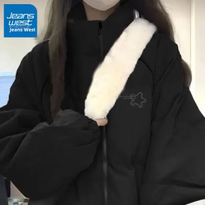 Áo Khoác Cotton Dày Ấm Áp Cho Nữ True Weave Màu Trắng Hạt Cám Mùa Thu Đông 2025 Phong Cách Mới Áo Khoác Ngoài Lót Lông Cừu