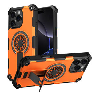 For Magsafe Magnetic Fold Bracket Solid Color Armored Phone Case For iPhone 17 Pro Max 15 11 12 13 14 16 Pro Max E Bumper Cover