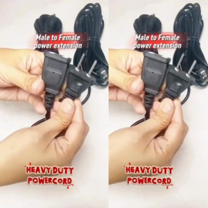 Heavy Duty National Standard Two Plug-In Power Extension Cord with Thick Copper Core for Home Use. Black and White. Safe and Reliable. Durable and Long-lasting.