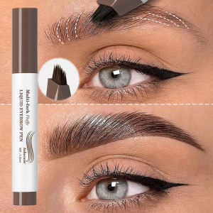 Long Lasting 4D Eyebrow ปากกา Multi Forks Liquid ปากกา Fine Sketch Liquid Tattoo Brow กันน้ําแต่งหน้าที่แม่นยํา