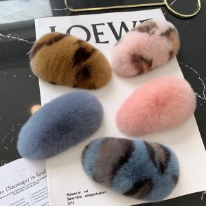 Hairy Hair Clips South Korea Ins Real Rex Rabbit Hair Hairpin Super Cute Stuffed Hairpin Fur Hair BB Card Internet Celebrity