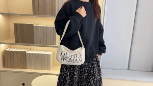 Canvas Women Bag Sling Bag  Dumpling Bag Letter shoulder bag New Fashionable Simple Elegant Casual