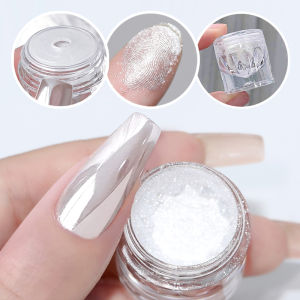 Bột Phủ Móng Aurora Pearl White 0.3g Nhũ Lấp Lánh Mịn Hiệu Ứng Kim Loại Sơn Gel Bột Trang Trí Móng Chrome Dùng Cho Chuyên Nghiệp