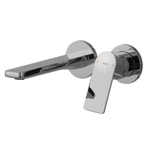 In-wall Mounted Brushed Gray Brass Basin Faucet