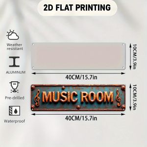 CIFbuy | Retro Green Metal Music Wall Art 3.94x15.75in Studio Decor Sign