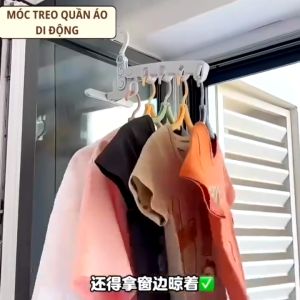 Móc treo quần áo di động 5 lỗ treo gắn cửa gấp gọn Móc phơi đồ linh hoạt xoay 360 gắn mọi nơi trong nhà mang du lịch-G