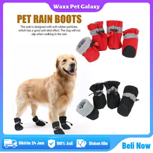 Isi 4Pcs Sepatu Boots Anjing / Kucing Tebal Anti Slip / Air untuk Musim Dingin