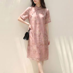 DAIXIANGFEIZI | Đầm Nữ Mùa Hè Kiểu Trung Quốc Elegante Mid-Length Tay Ngắn
