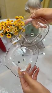 Đĩa nhựa hình gấu đựng thức ăn vặt tiện lợi đĩa nhựa trang trí decor bàn ăn có khay đựng-HAUSE