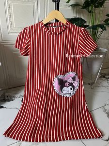 Dress LABUBU Virall Knit Salur Anak 1-10 thn Kuromi Dress Baju Anak Terbaru