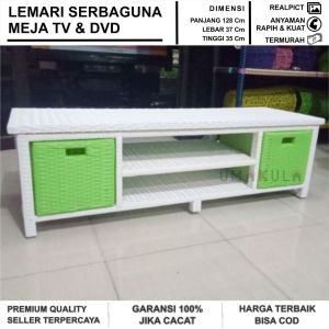 MEJA TV SET TOP BOX DAN PLAYSTATION / 2 LACI ROTTAN SINTETIS MURAH / LACI PENYIMPANAN BARANG / MEJA TV MINIMALIS TERBARU 2023