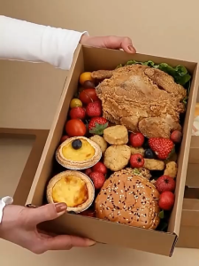Kotak Berkelah Pakai Buang Bekas Buah Bento Daging Panggang Perkhemahan Luar Kotak Kertas Sushi Segi Empat