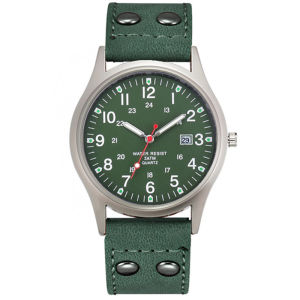 Xinew | Students Brand Gifts Watches Black Men Casual Simple Leather Band Military Sports Date Quartz Wrist Watch Green Montre Homme