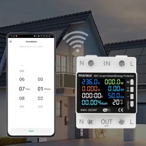 8in1 Energy Meter WiFi Temperature Meter Smart Life Smart Power Meter Over Under Voltage Protection Relay Electric Energy Frequency Meter