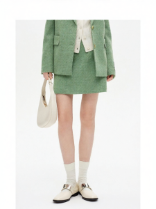 Wool Silk Blend Colorful Short A-Line Skirt