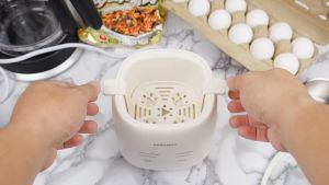 ChangHong Electric egg Cooker 4 Egg Capacity Rapid Egg Cooker for Hard Boiled Soft Boiled Steamed Egg Onsen Tamago Smart Cooker for Kitchen & Dorm
