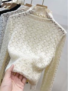 chaqi | Fleece Lined Womens Base Shirt Winter Fashion Slim Fit Warm Versatile Inner Wear Long Sleeve Half High Collar Korean Style Top