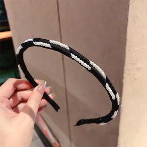 New Fashion Simple Fabric Pearl Fine Headband Headband Retro Debutante Style Classy Pressure Sensitive Hairpin Hair Accessories