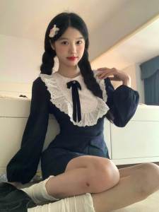 French Plaid Dress Womens Spring Autumn 2025 New Short Skirt Fragrance Style Slimming Princess Dress A-Line Skirt round Neck