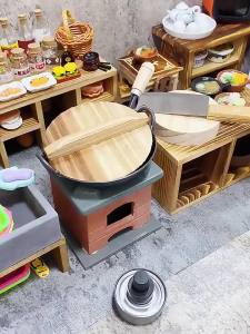 OD] Childrens  Small Kitchen Play House Cooking Toys Real Cooking Wooden Full Set Simulation Kitchenware Suit Factory Wholesale