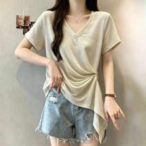 AIYITI | Yellow V-neck Slim Fit T-shirt