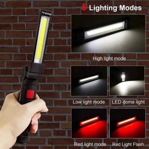 DIDI Rechargeable LED Emergency Flashlight Portable COB Folding Work Light 5Modes Waterproof Camping Floodlight With Magnetic & Hook