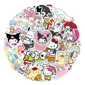 Sanrio | 50pcs Mixed Cute Kulomi Yugui Dog Meileti Cartoon Stickers Hand Account Notebook Decorative Stickers Prize Gifts
