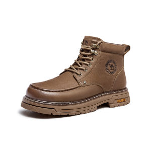 Camel Mens Martin Boots Soft Leather Wear-Resistant Anti-Slip Comfortable British Style Thick Bottom Autumn Winter New Arrival