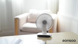 RONSOO AireDesk High-Performance Portable Oscillating Desk Fan with 6-Speed Adjustable Head and USB-C rechargeable and Quiet Operation