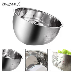 1PC Rice Washing Bowl Stainless Steel Drainage Basket Slanted Bottom Rice Washing Basin Colander Basket For Vegetable Fruit Rice