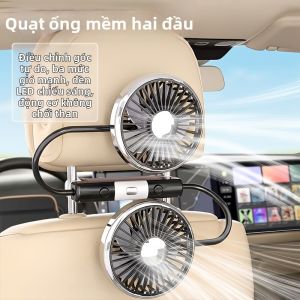 Quạt Gió Mạnh Hai Đầu USB Im Lặng Cho Ghế Sau Ô Tô