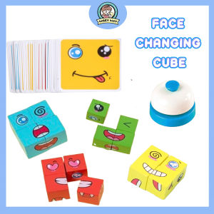 KOGGY Cube Face Changing Spelling Words Blok Huruf Montessori Kayu Building Blocks Board Game Expression Wooden Puzzle Blocks Educational Toys For Kids Gift，Teka-teki Padanan Kognitif Teka-teki Padanan Perkataan Pembelajaran Mainan Pendidikan