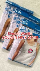 Grosir 6 Pcs Tanktop Wanita Golden Nick At48 Bahan Katun | Pakaian Dalam Perempuan Putih Polos