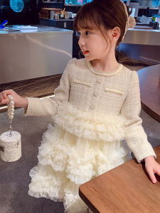 Váy Công Chúa Cho Bé Gái Mùa Xuân Mới Về Váy Sinh Nhật Phong Cách Pháp Dài Tay Bằng Vải Polyester Màu Trơn