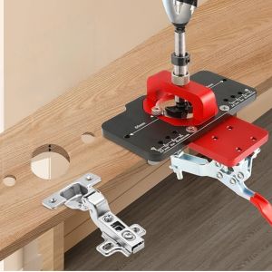 Woodworking 35mm Hinge Boring Jig with Fixture Cup Style Boring Hole Drill Guide Aluminum Hole Opener Template for Door Cabinets