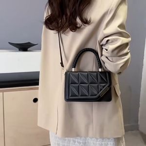 Túi xách nữ hình hộp thiết kế dáng vuông đeo chéo mang vai họa tiết lưới thời trang