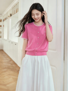 OSA | Summer New Design Round-neck Slim Fit Pullover Short Sleeve Knitted Top