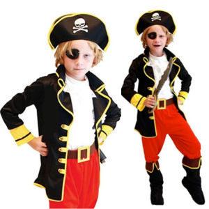 Costumes Kids Boys Pirate Costume Children Captain Jack Cosplay set for Purim Pirate Halloween Clothes