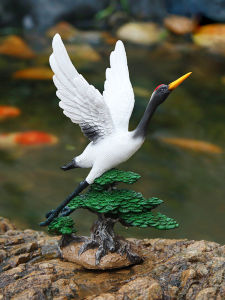 Outdoor Courtyard Decorative Heron Sculpture Resin Handmade Craft Creative Landscape Garden Water Fountain Decoration Piece