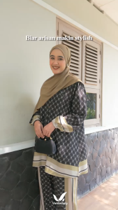 [ NEW ] Setelan Atasan Tunik dan Celana Kulot Wanita Remaja Lana One Set Bahan Viscose Jacquard By Vente daily - Motif Terbaru - Muslim