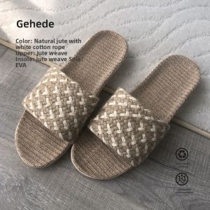Natural Fiber Retro Indoor Quiet Slippers