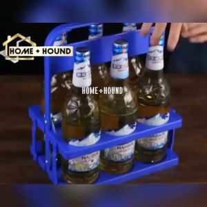 HOME+HOUND Plastic Wine Racks Beverage Organizer 6-hole Wine Bottle Rack with Handle Convenient and Beer Bottle Carrier Stand