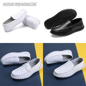 Mens Nurse Shoes White Leather Loafers Nursing Shoes for Men High Quality Hospital Duty Flat Shoes
