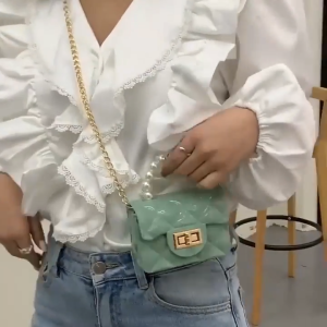 SKM Cute New Fashion Jelly Pearl Chain Mini Shoulder Messenger Sling Bag BG515 Beg Perempuan