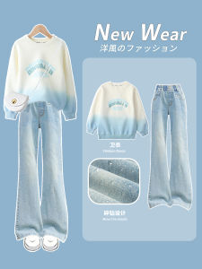 ชุดเสื้อสเวตเตอร์เด็กผู้หญิง ชุดเด็ก 2025 ฤดูใบไม้ร่วง/ฤดูหนาว กระโปรงสั้นยีนส์ แฟชั่นเด็กโต ฤดูใบไม้ผลิและฤดูใบไม้ร่วง ชุดเด็ก