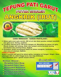 TEPUNG GARUT IRUT ARROWOT berat 500 Gr TEPUNG PATI ANGKRIK PUTRA SHOLEH HERBAL UNTUK ASAM LAMBUNG TEPUNG IRUT TEPUNG GARUT HERBAL MAAG HERBAL GERD DAN TUKAK LAMBUNG aci angkrik