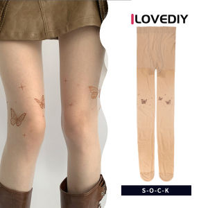[ILOVEDIY] Autumn Hot Girl Butterfly Beauty Socks Niche Ultra-Thin Stockings Subculture Printed Pantyhose