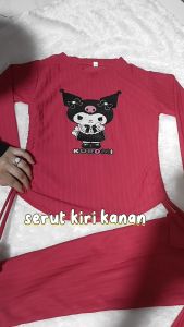SETELAN ANAK PEREMPUAN USIA 2-11 TAHUN GAMBAR KUROMI BAHAN HORNET KNIT ONESET ANAK KEKINIAN