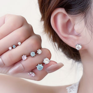 Super Flash Titanium Steel Ear Studs Dragon Claw Flat Bottom Zirconia Cochlea Screw Clasp Flashing Jewelry for Women